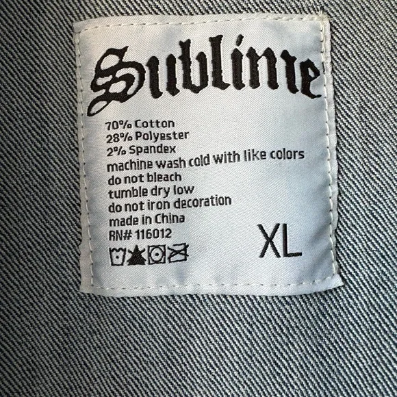 Sublime Brand Licensed Denim Jacket w/ Logo Patch and Large Sun Patch (Men’s XL) - Picture 8 of 10